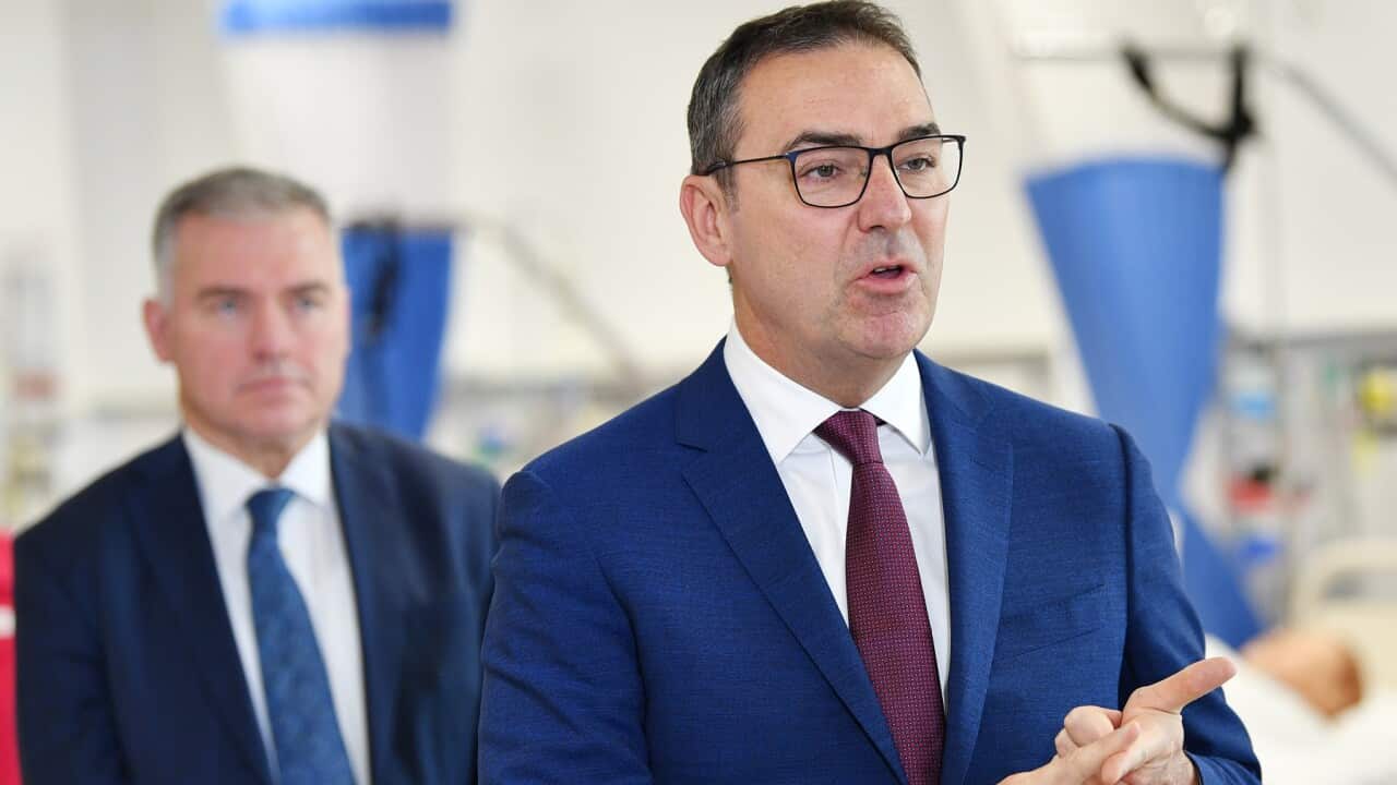 SA Premier Steven Marshall speaks to the media