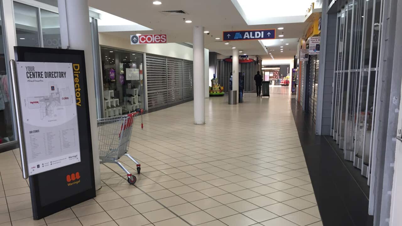 Many non-essential shops are closed. People are reluctant to spend money during the recession.