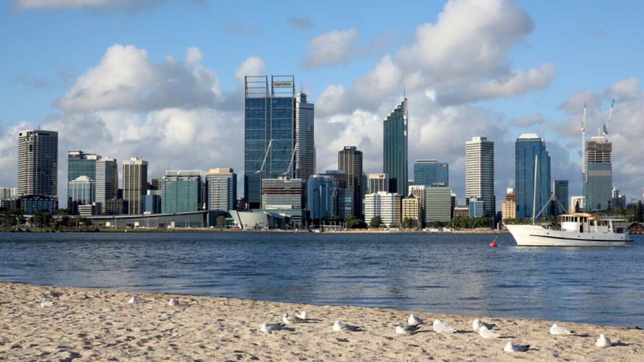The skyline of Perth city
