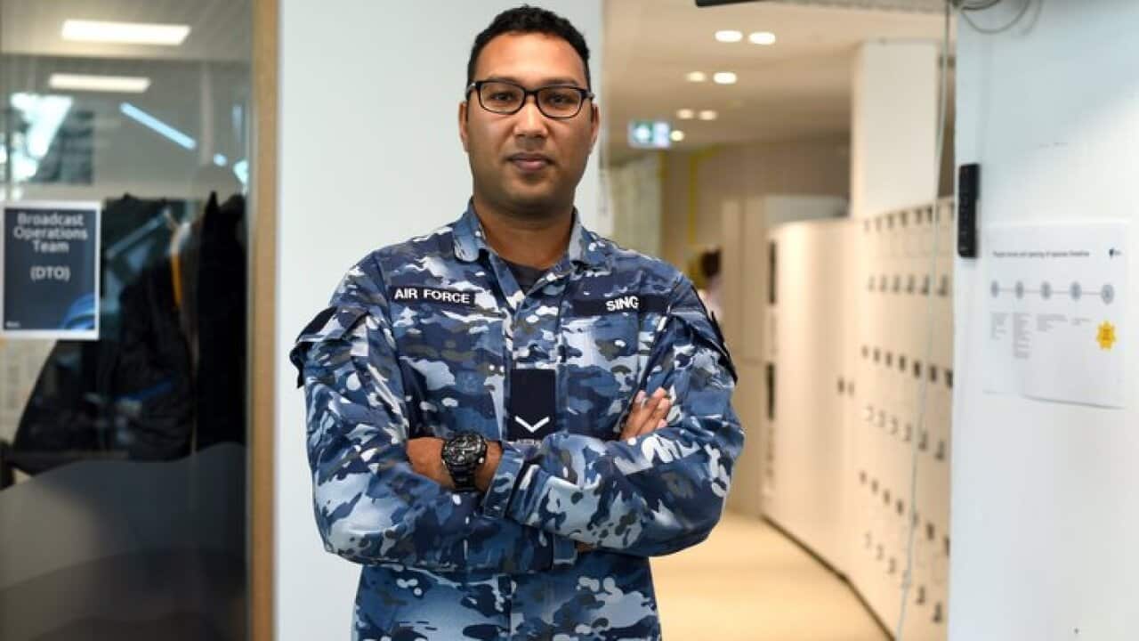 LAC Rupinder Singh of the Royal Australian Air Force, at SBS's Melbourne studio