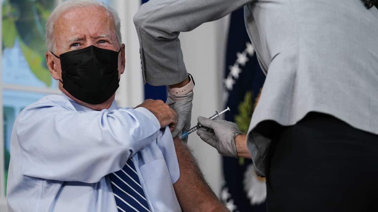 President Joe Biden receives a COVID-19 booster shot