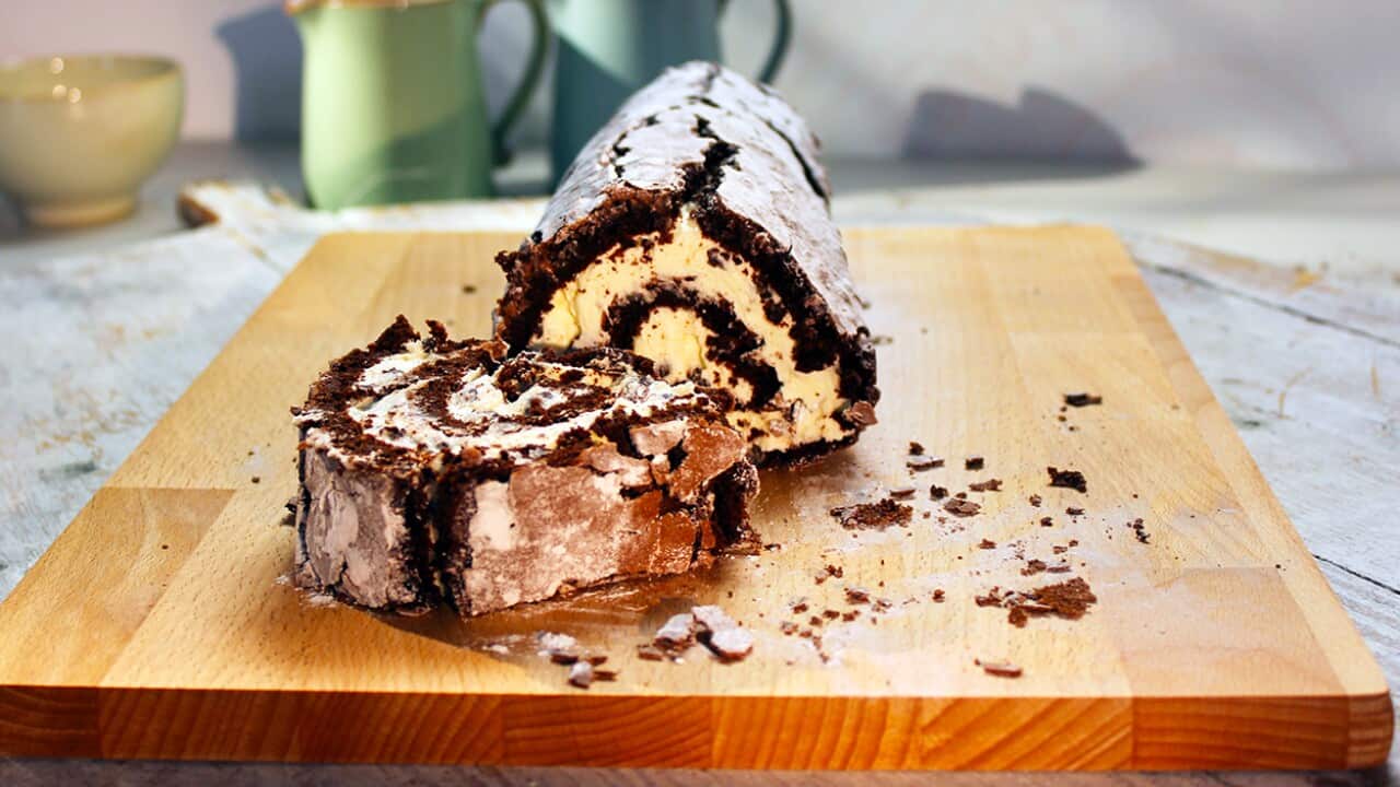 Chocolate peppermint roulade