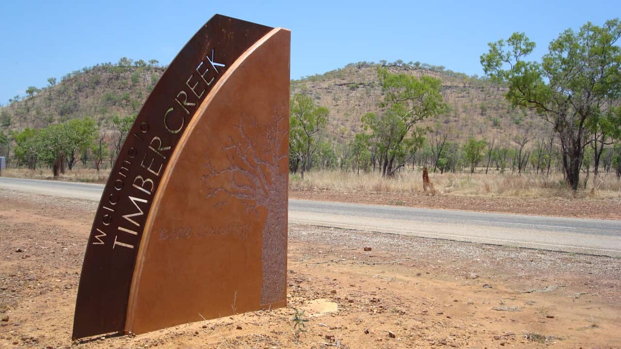 A sign welcoming people to Timber Creek