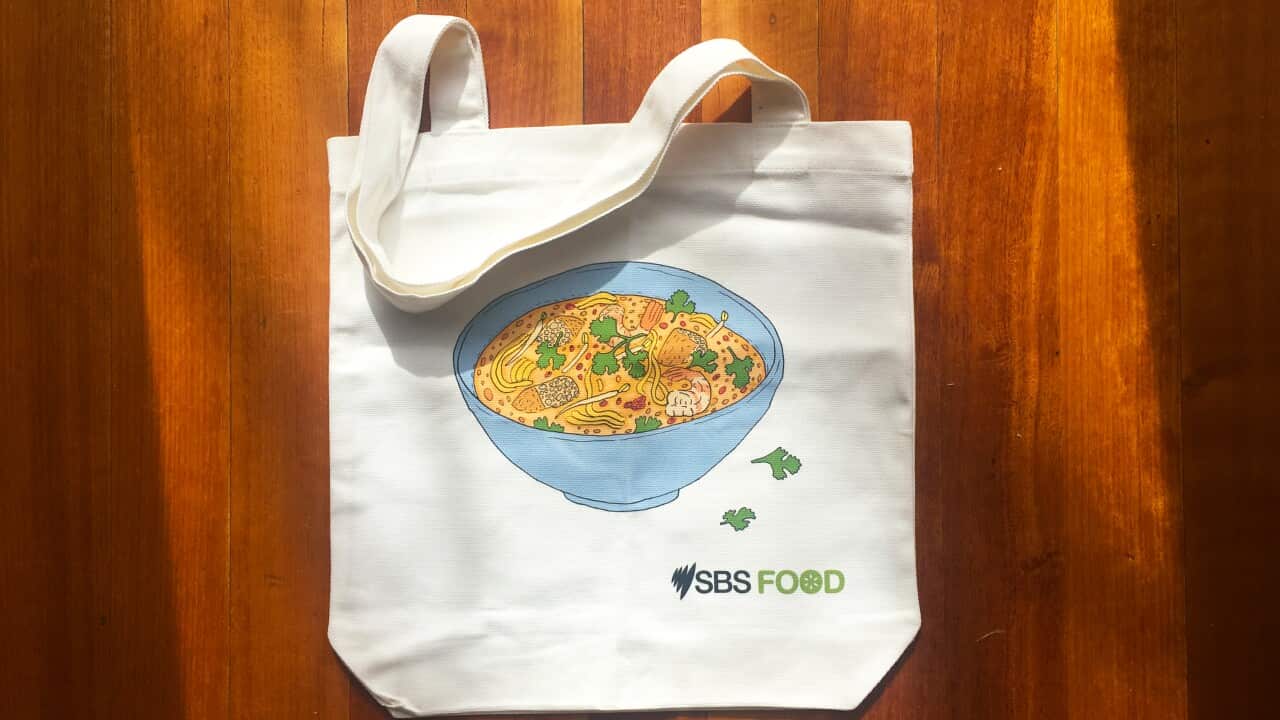 Laksa tote illustrated by Billie Justice Thomson