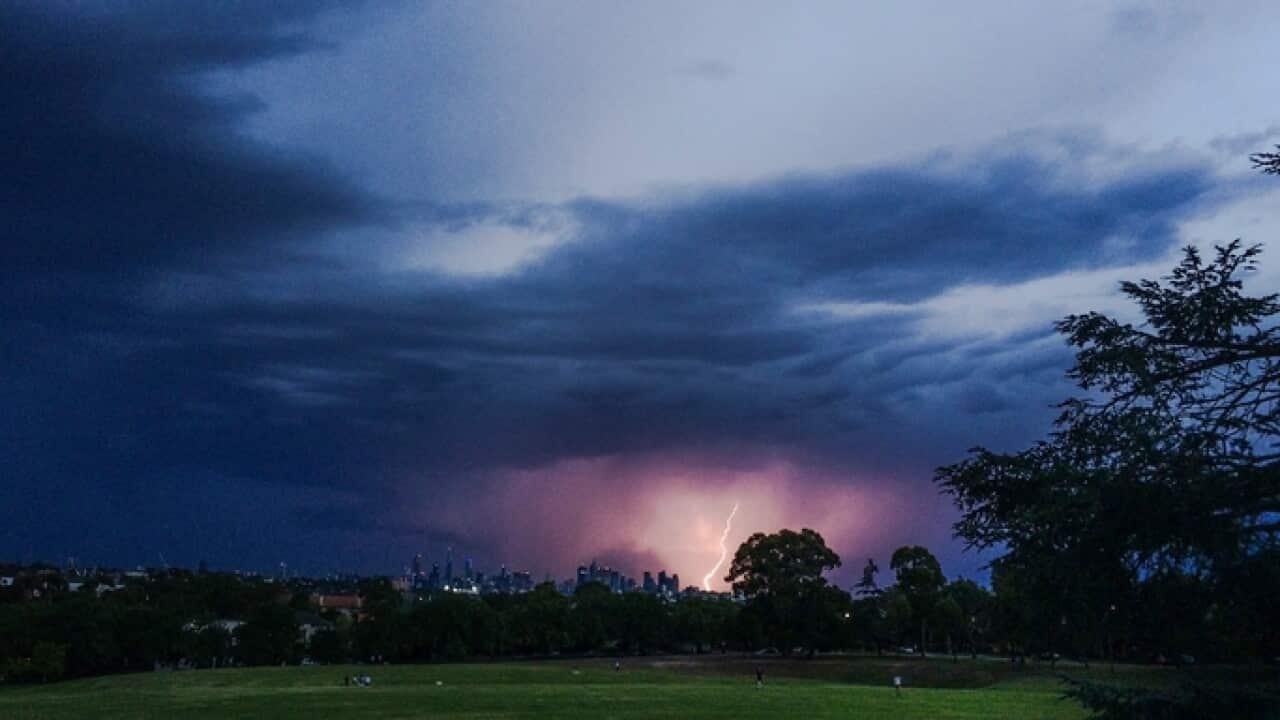 Lightning from last of the summer storms hits city