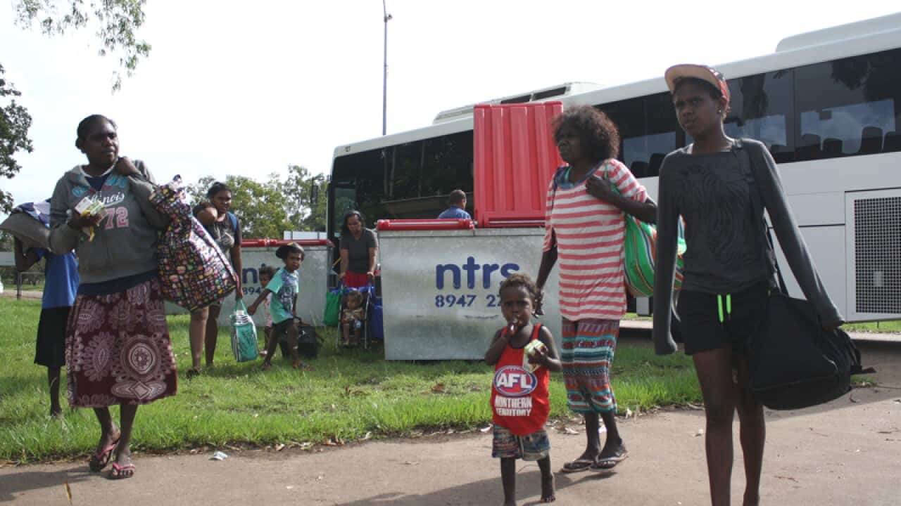 Residents of Warruwi on Goulburn Island arrive in Darwin