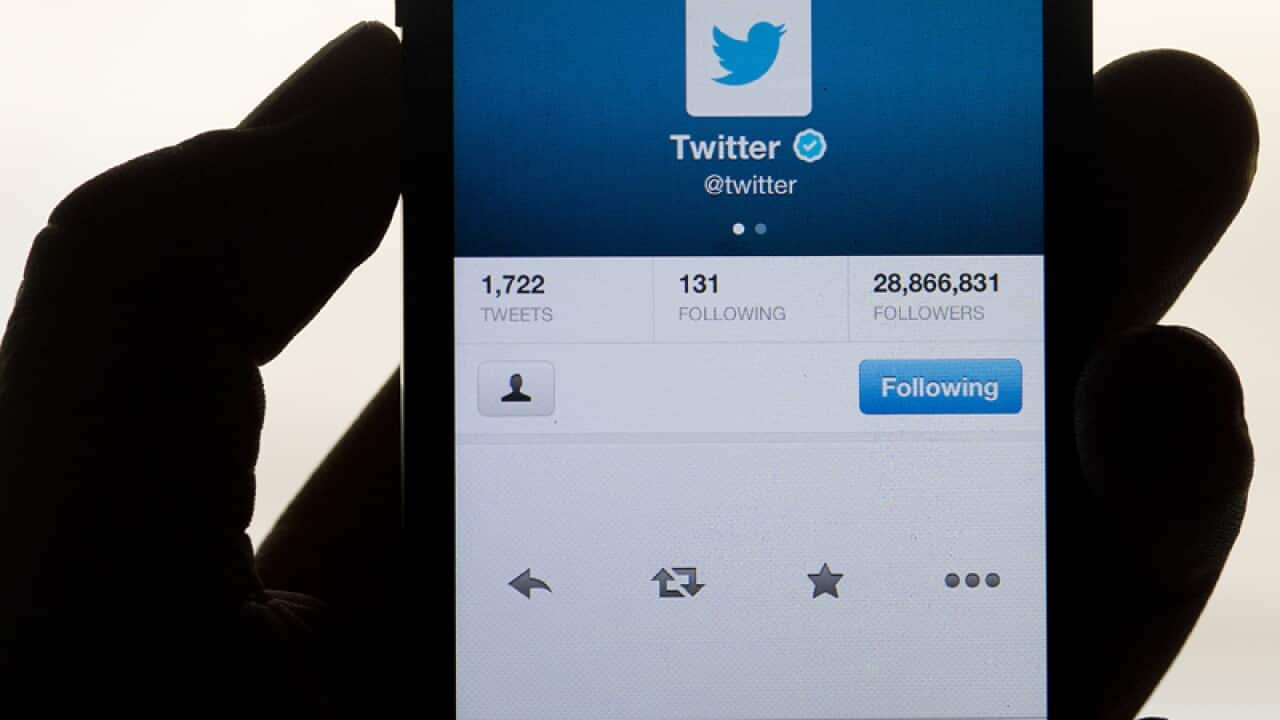 The social networking site Twitter displayed on a phone
