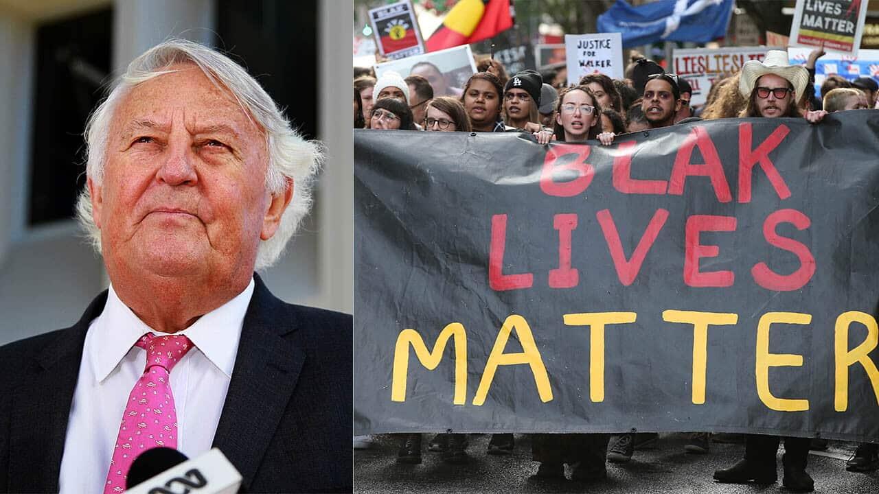 The NT's corruption watchdog Ken Fleming (left) will step aside. And (left) protesters demanding answers of the death of teenager Kumanjayi Walker.