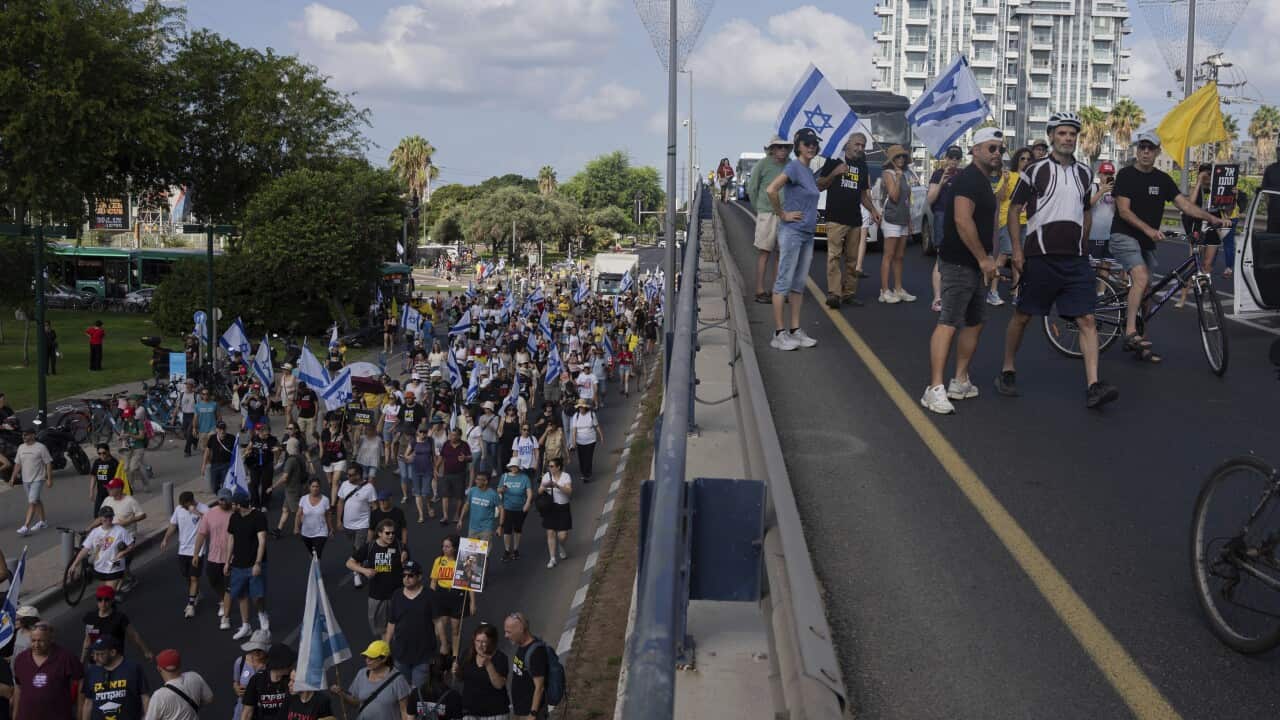 Demonstrators take part in a protest
