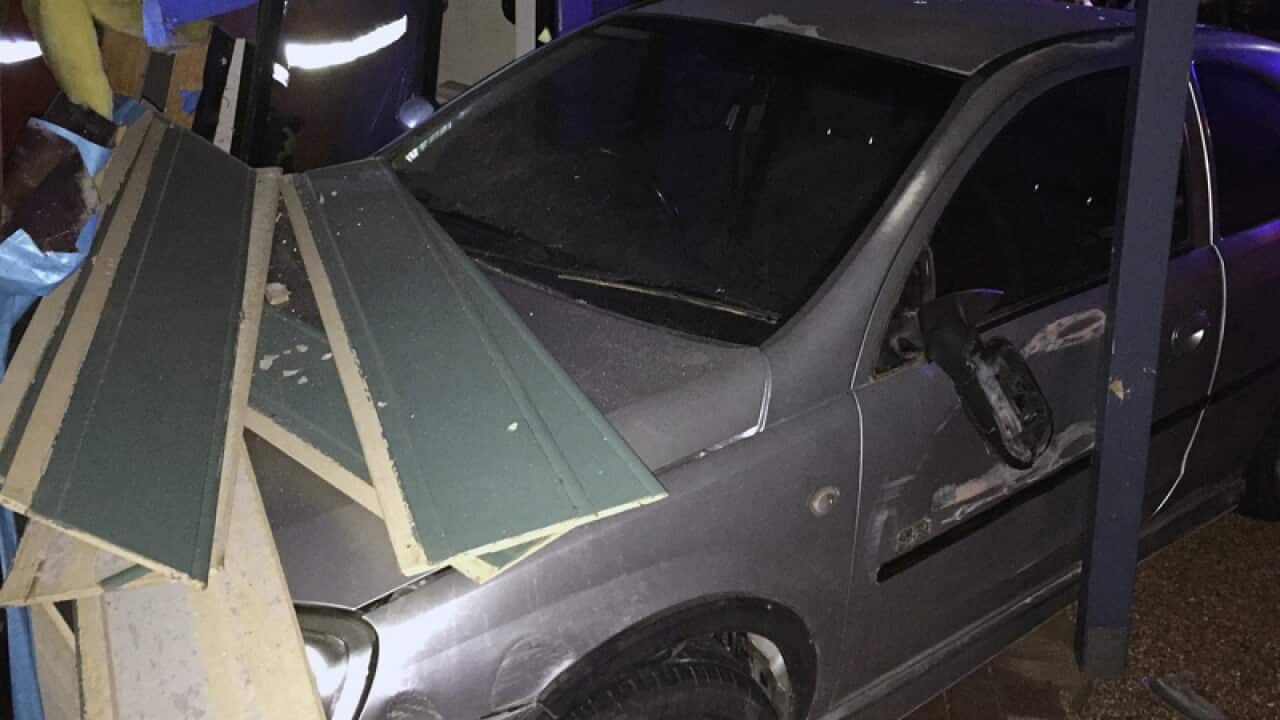 A car that crashed into a house in Adelaide