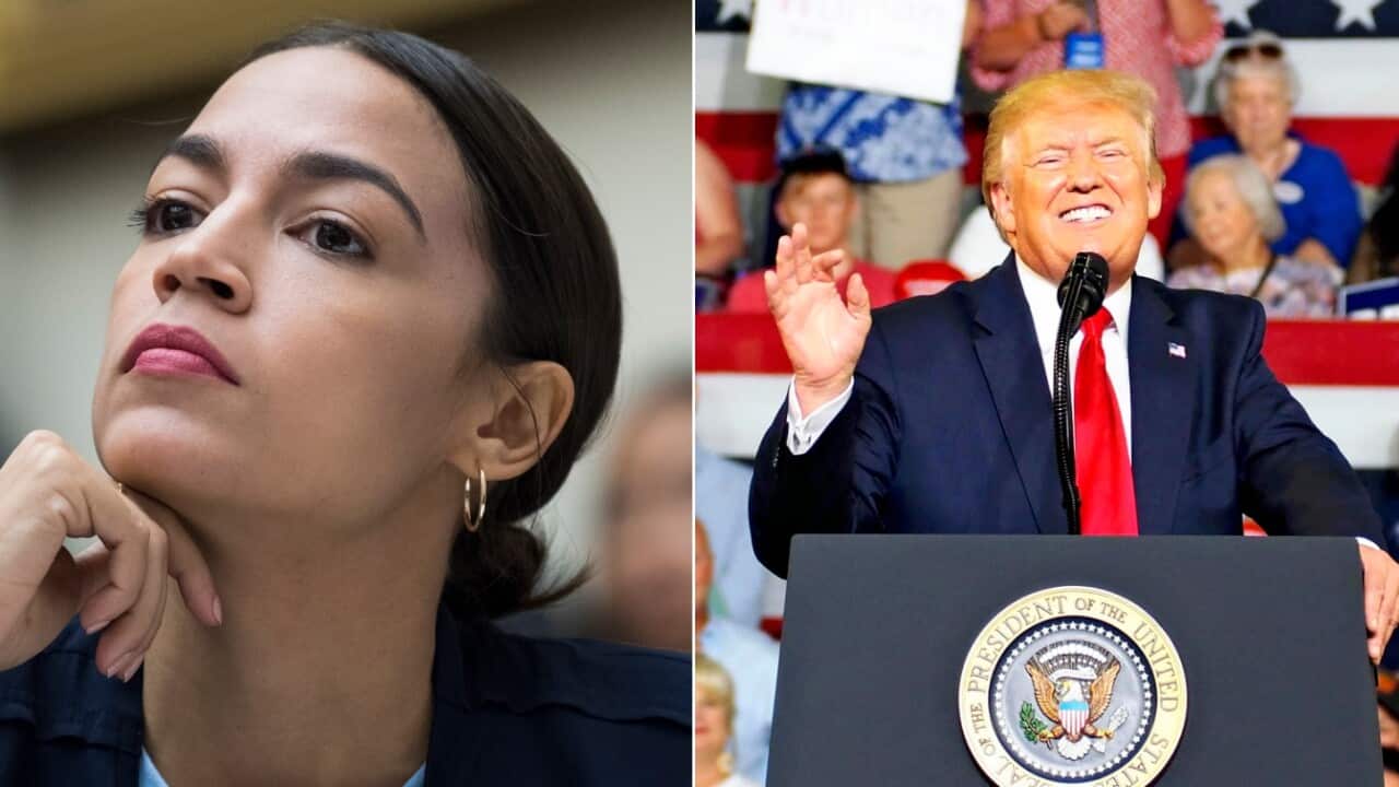 Rep Alexandria Ocasio-Cortez and US President Donald Trump