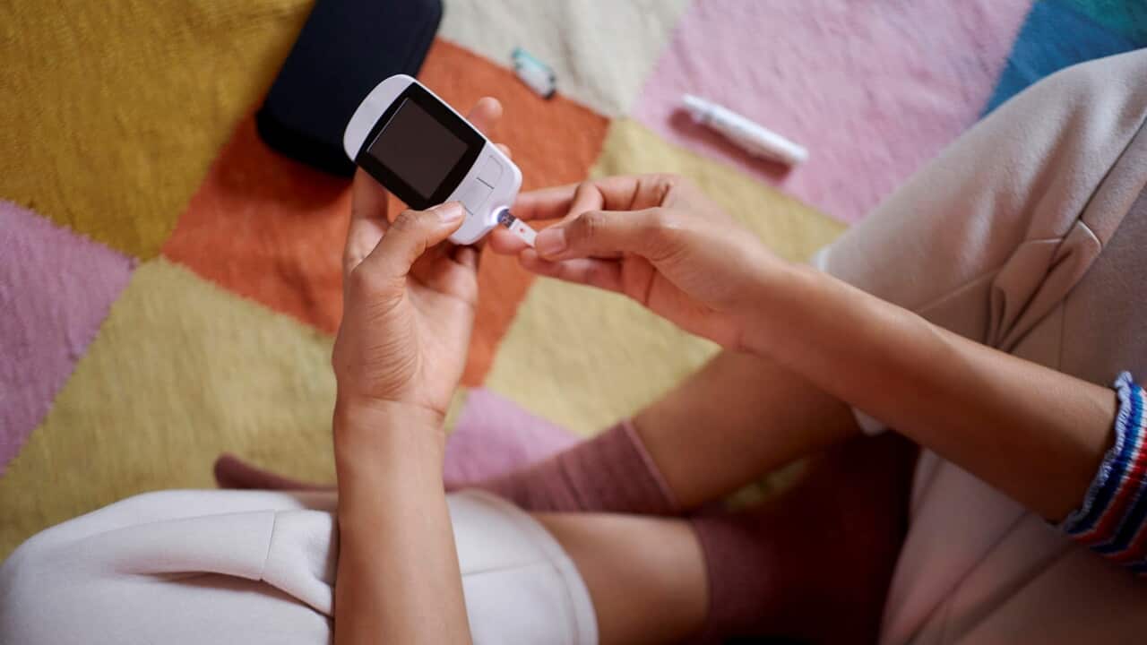 Blood glucose test at home.