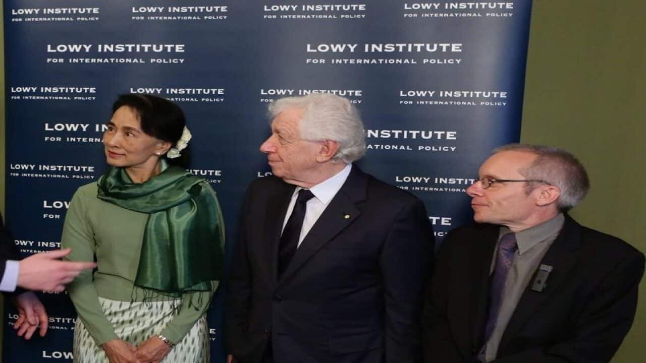 Sean Turnell (r), an Australian held in Myanmar is reportedly free.