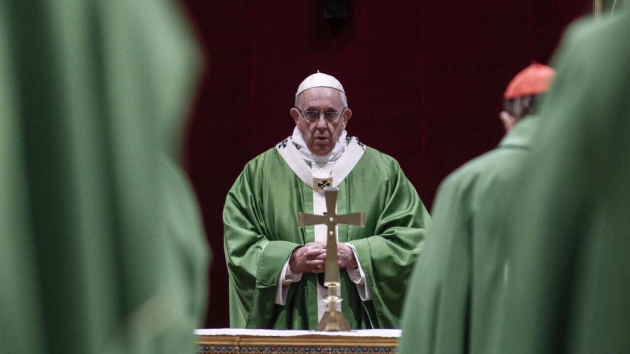 Pope Francis at of the meeting 'The Protection of Minors in the Church' at the Regia Hall of the Apostolic Palace.