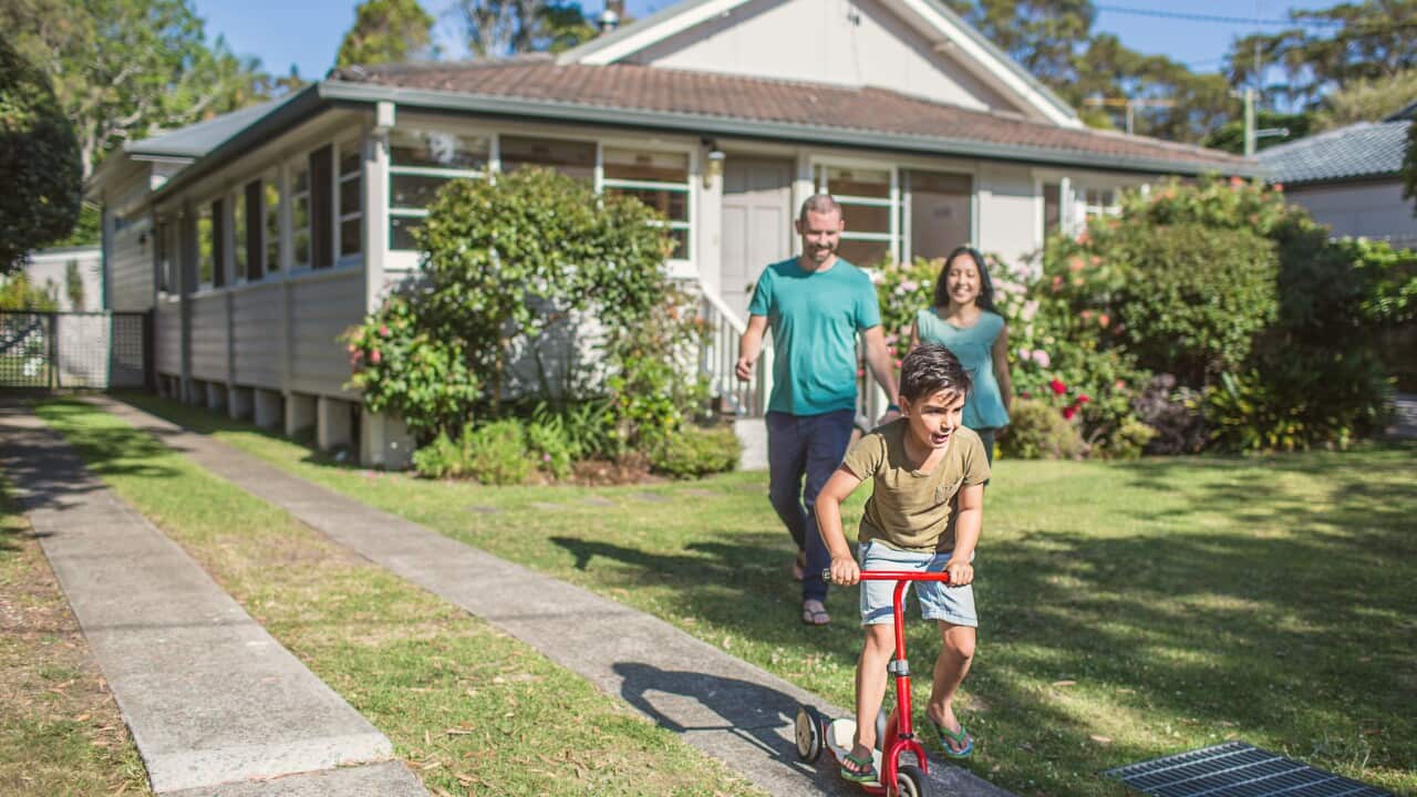 Australian family at home going for a walk