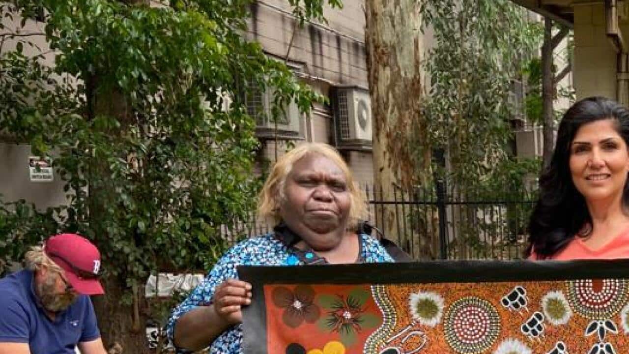 Aboriginal Painting Samah Sabawi and Matriarch Mary