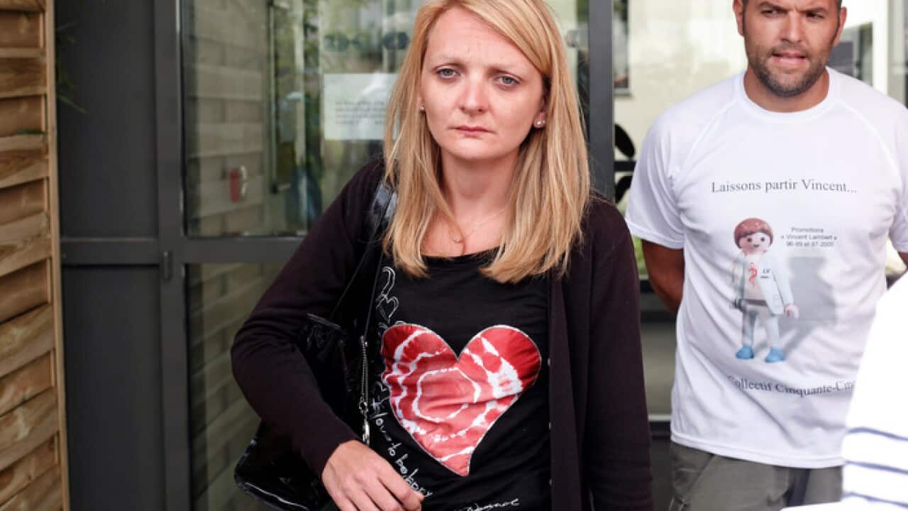 Rachel Lambert, wife of Vincent Lambert, wants doctors to stop life support for her husband, but his parents disagree. (AAP)