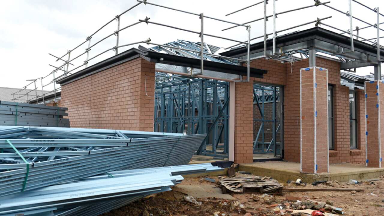 A property under construction in a new housing precinct in Sydney