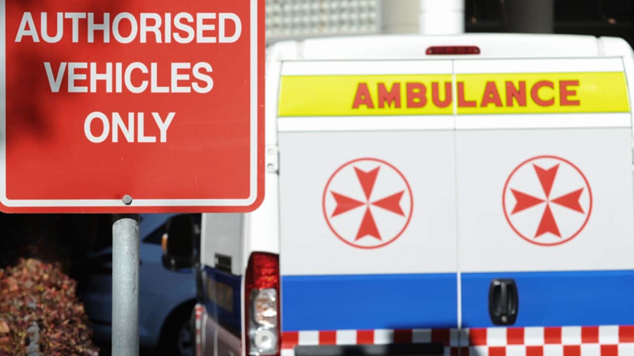 Ambulances parked in the emergenc