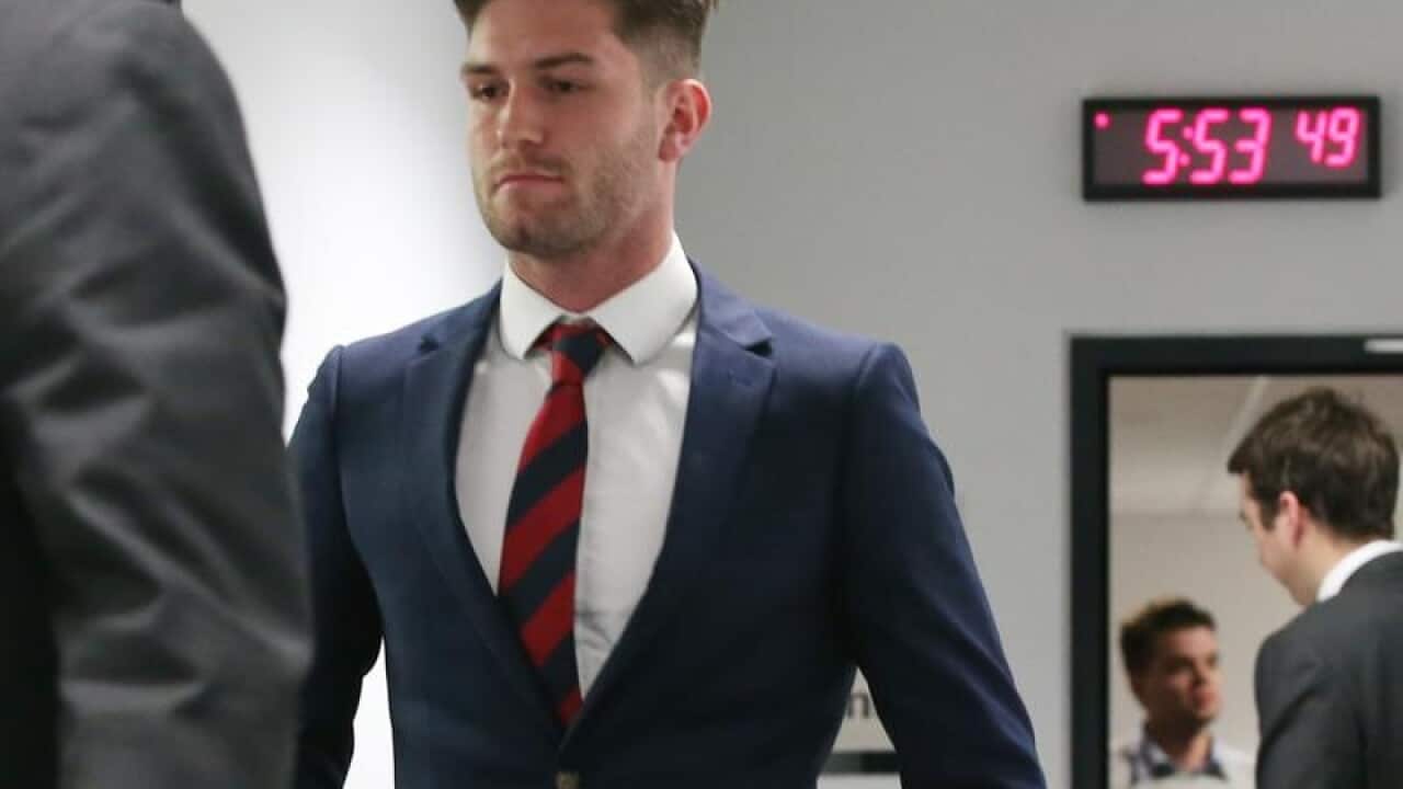 Melbourne Demons player Tomas Bugg at the AFL Tribunal