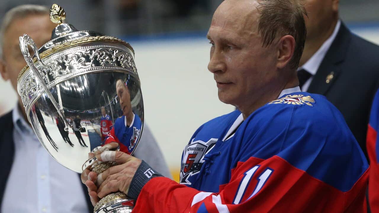 Russian President Vladimir Putin Attends Ice Hockey Match