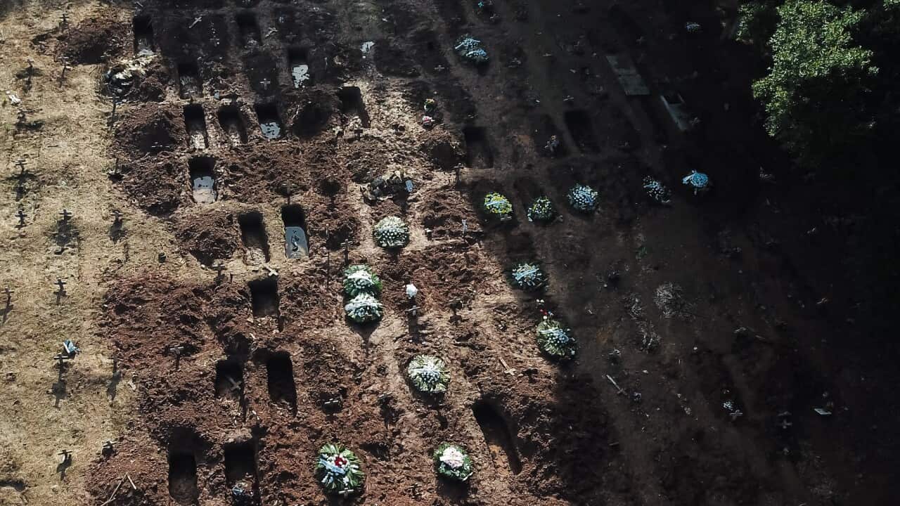 New graves at the Caju cemetery in Rio de Janeiro, Brazil