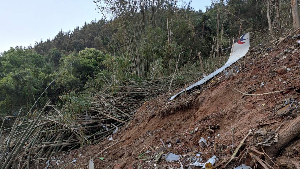 Wreckage of China Eastern flight MU5735 in south China's Guangxi Zhuang Autonomous Region