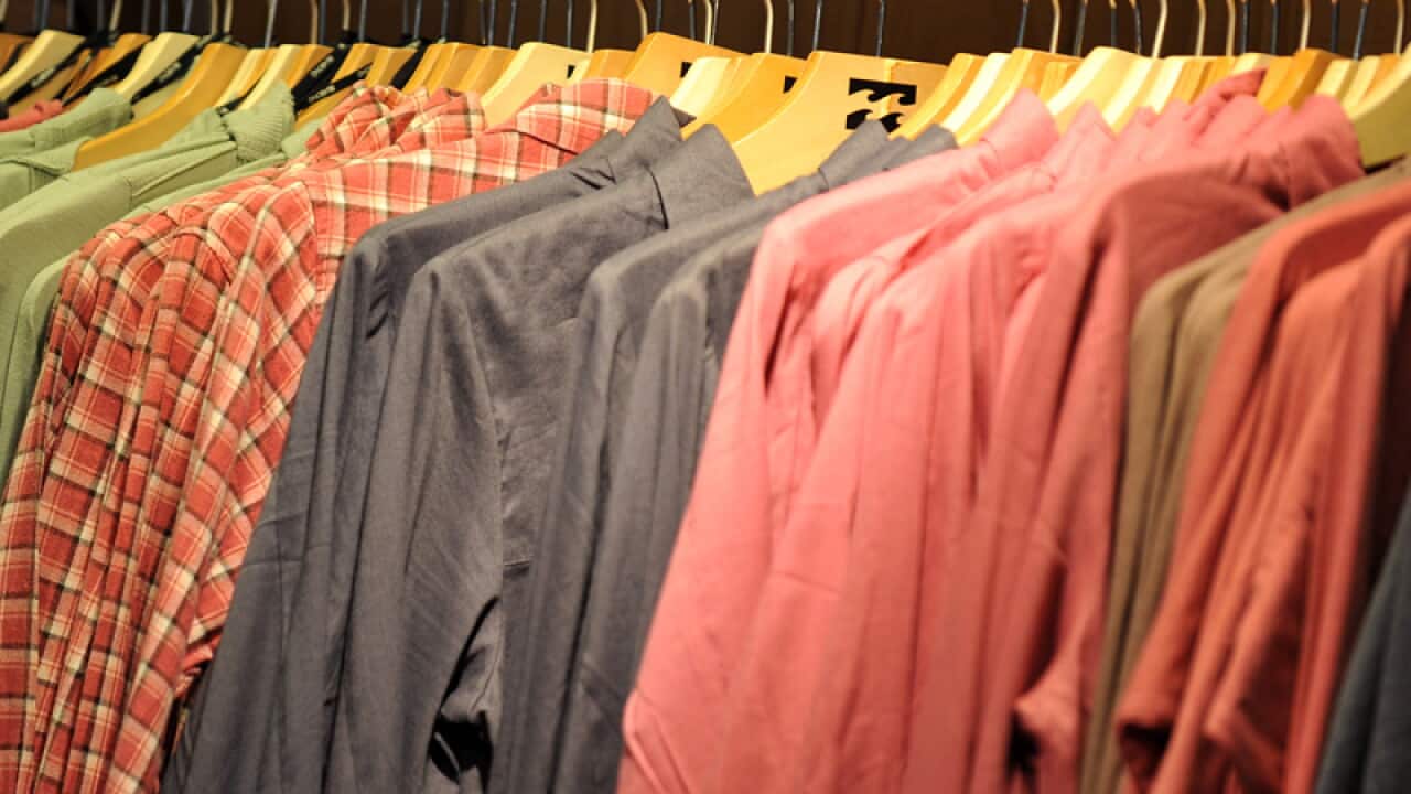 Shirts in a surfwear store