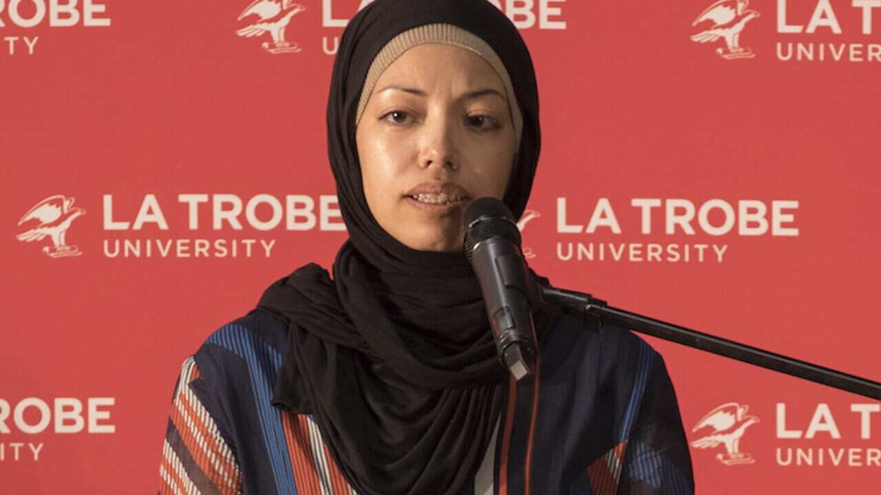 Dr Nasya Bafen talking at La Trobe University during Ramadan dinner 2019.
