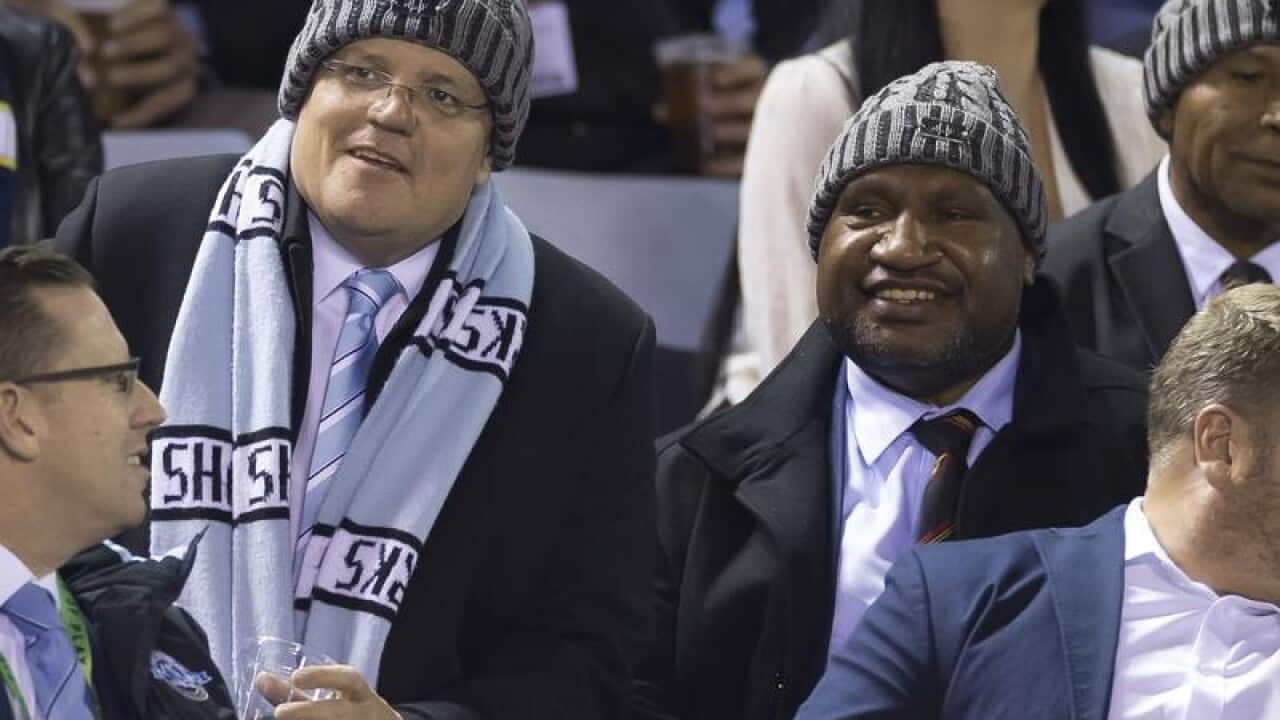 Prime Minister Scott Morrison with PNG Prime Minister James Marape