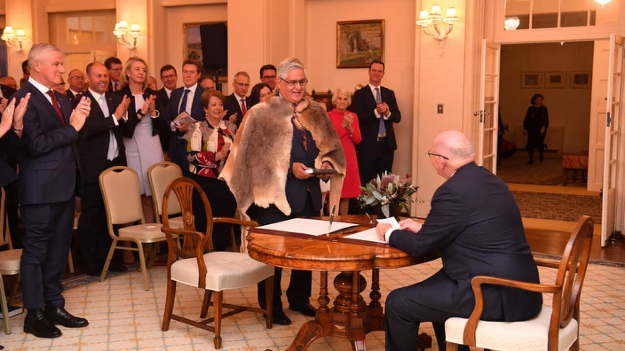 Member for Hasluck Ken Wyatt is sworn in as the as Minister for Indigenous Australians by Governor-General Sir Peter Cosgrove