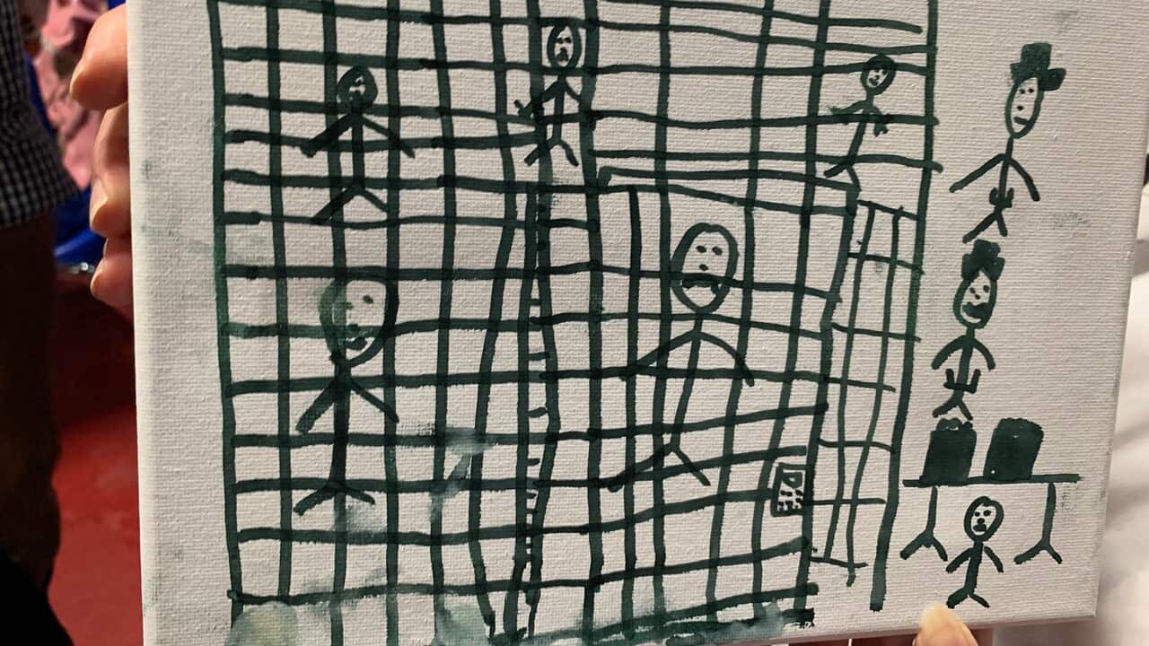 Drawings made by migrant children of the cages they were kept in in detention centres in the US. 