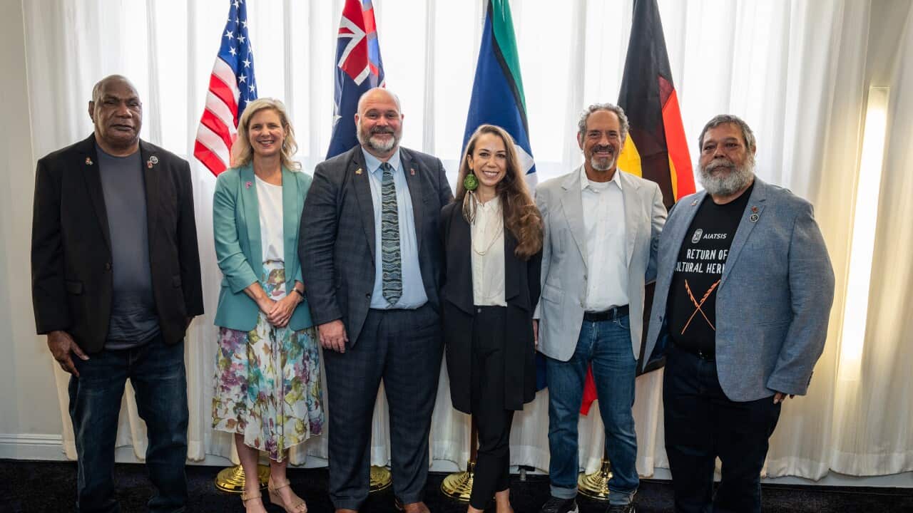 L to R_ Cliff Plummer Jabarula, Tanya Bennett, Leonard Hill, Christina Snider-Ashtari, Mark Kelton, and William (Bill) Ah Kit Jakamarra. Photo_ JKreative.jpg