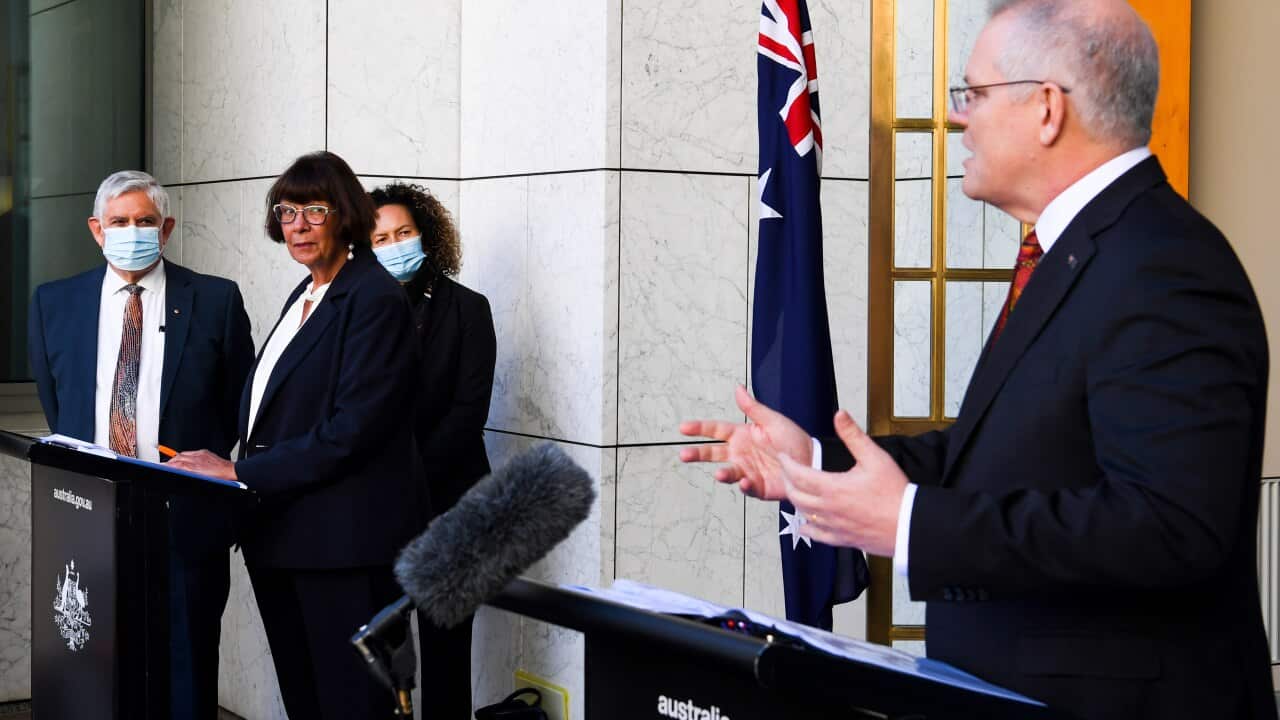 Ken Wyatt and Coalition of Peaks Convenor and Co-Chair of the Joint Council on Closing the Gap Pat Turner and Healing Foundation CEO Fiona Cornforth Prime Minister Scott Morrison