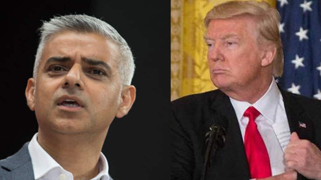 London mayor Sadiq Khan (L) and US President Donald Trump