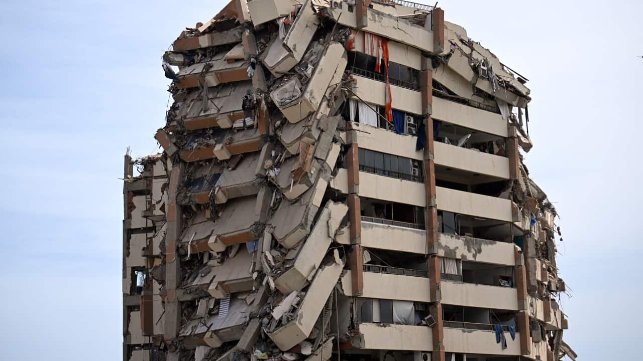 A destroyed building.