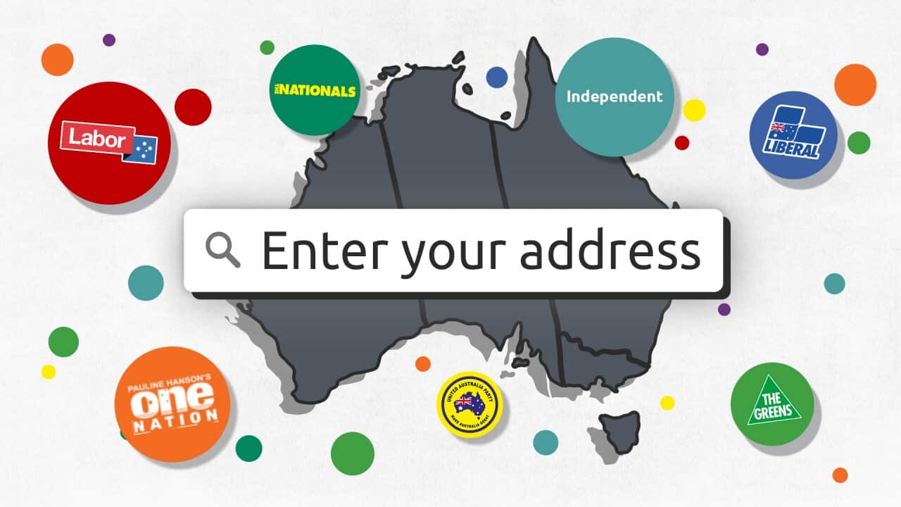 A map of Australia and a search bar reading 'enter your address'.