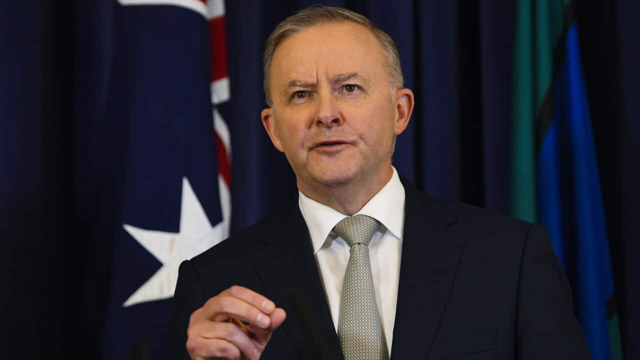 Australian Opposition Leader Anthony Albanese speaks to the media during a press conference at Parliament House in Canberra, Tuesday, October 26, 2021. (AAP Image/Lukas Coch) NO ARCHIVING