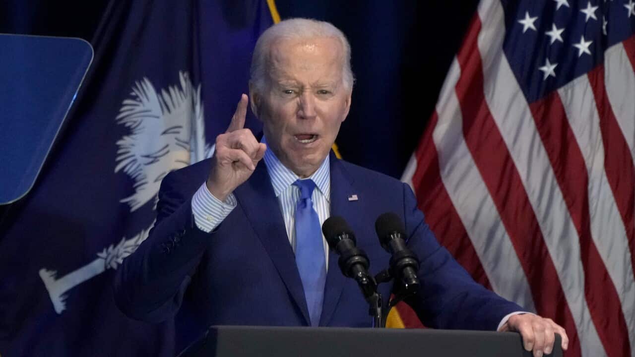 Joe Biden gives a speech