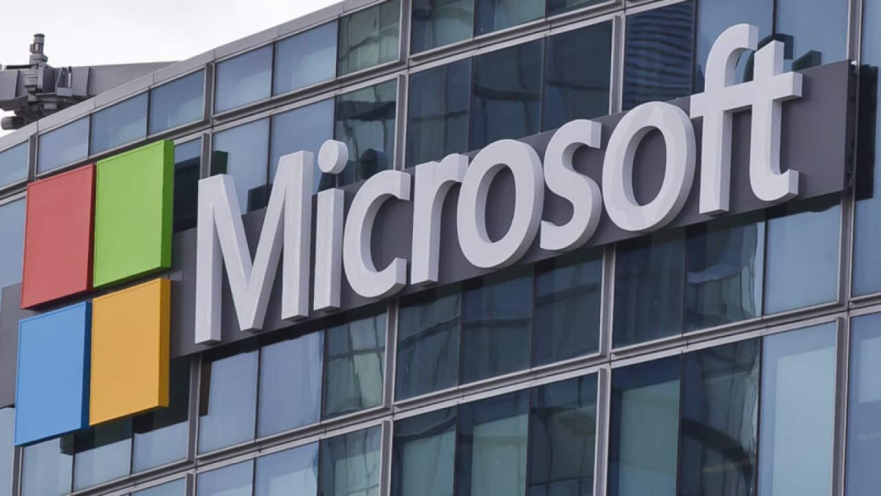 A Microsoft sign
