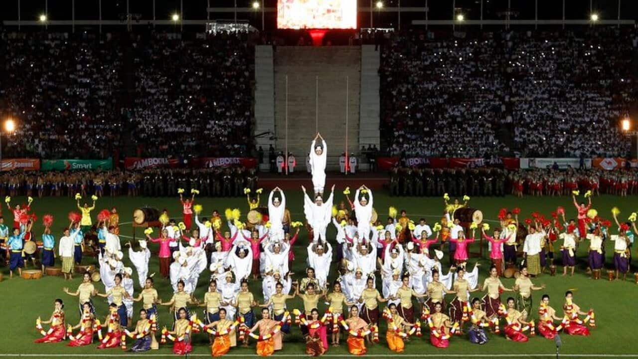 The opening ceremony of the 1st National Games at the Olympic National Stadium in Phnom Penh, Cambodia, 28 October 2016. EPA/MAK REMISSA