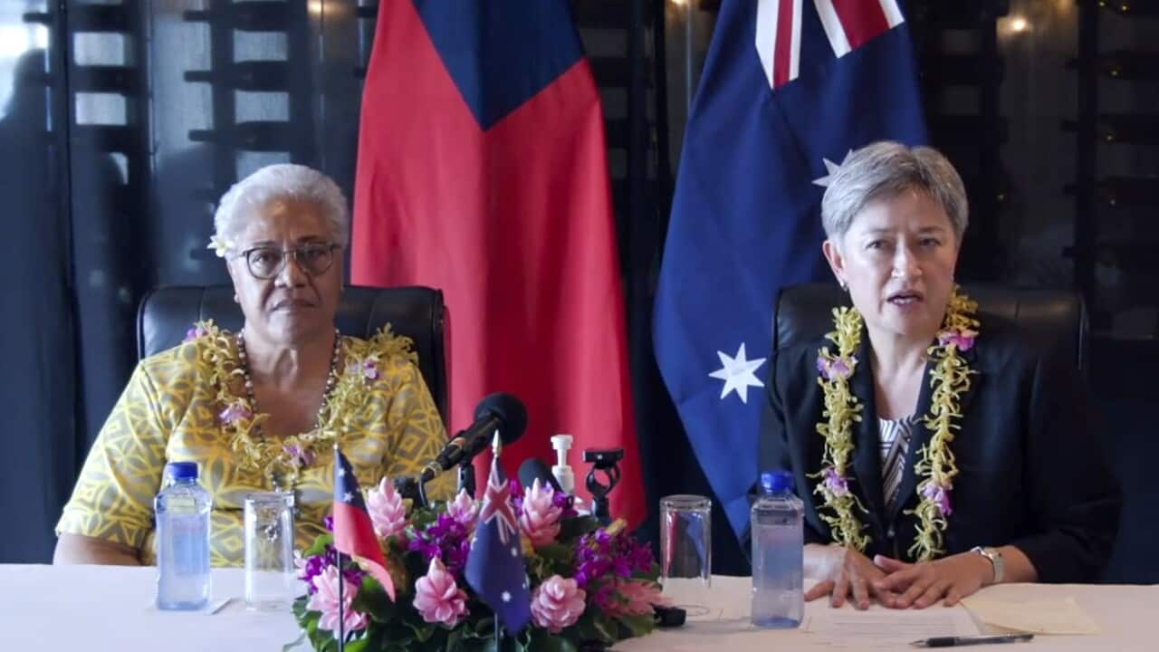 Foreign Minister Penny Wong with Samoan Prime Minister Fiame Naomi Mata’afa (DFAT/ AAP)