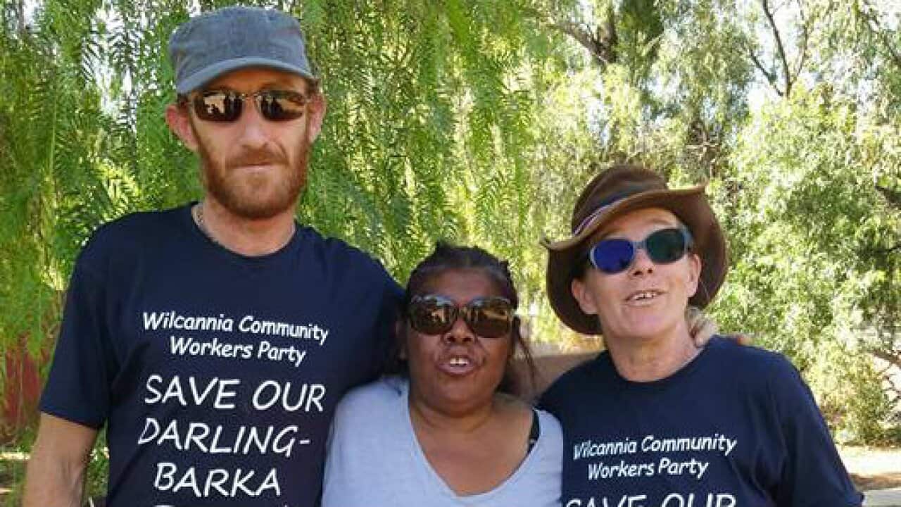 Aunty Maria Wilson and Wilcannia Community Workers party friends gathering to to save the Barka (Darling river) May 2018.