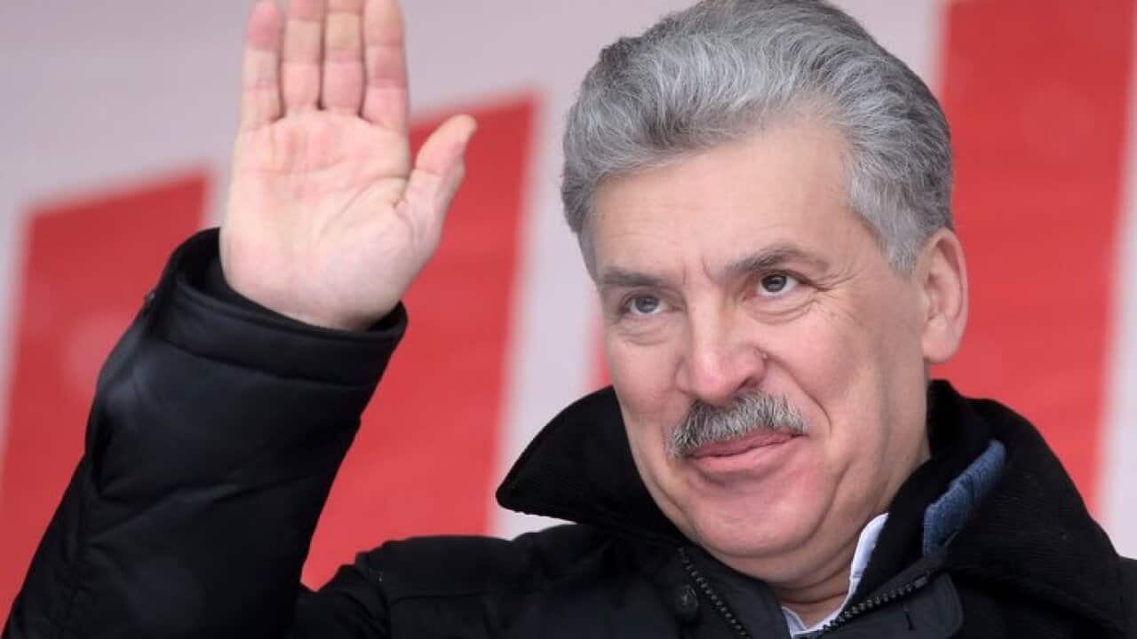 Presidential candidate of the Russian Communist Party Pavel Grudinin attends a rally by leftist movements and parties in Moscow, 02 February 2018.
