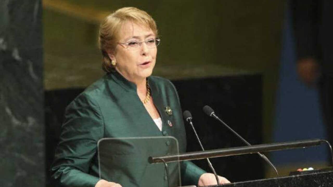 Incoming UN human rights chief Michelle Bachelet speaks during the 71st session of the United Nations General Assembly.