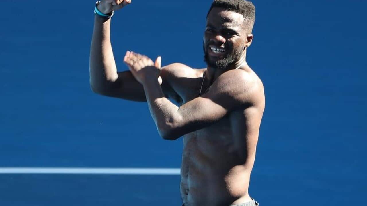 Frances Tiafoe of the United States celebrates
