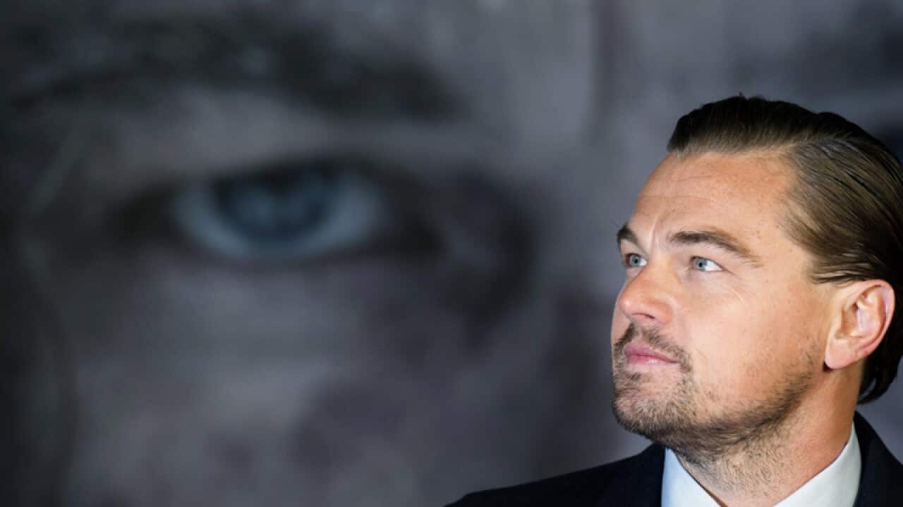 US actor Leonardo DiCaprio arrives for the premiere of 'The Revenant'