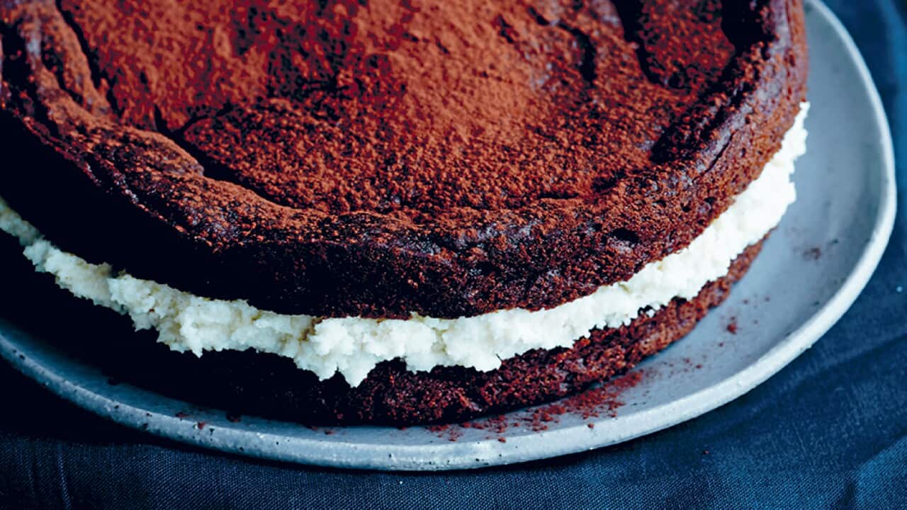 Chocolaty sweet potato & macadamia cream cake