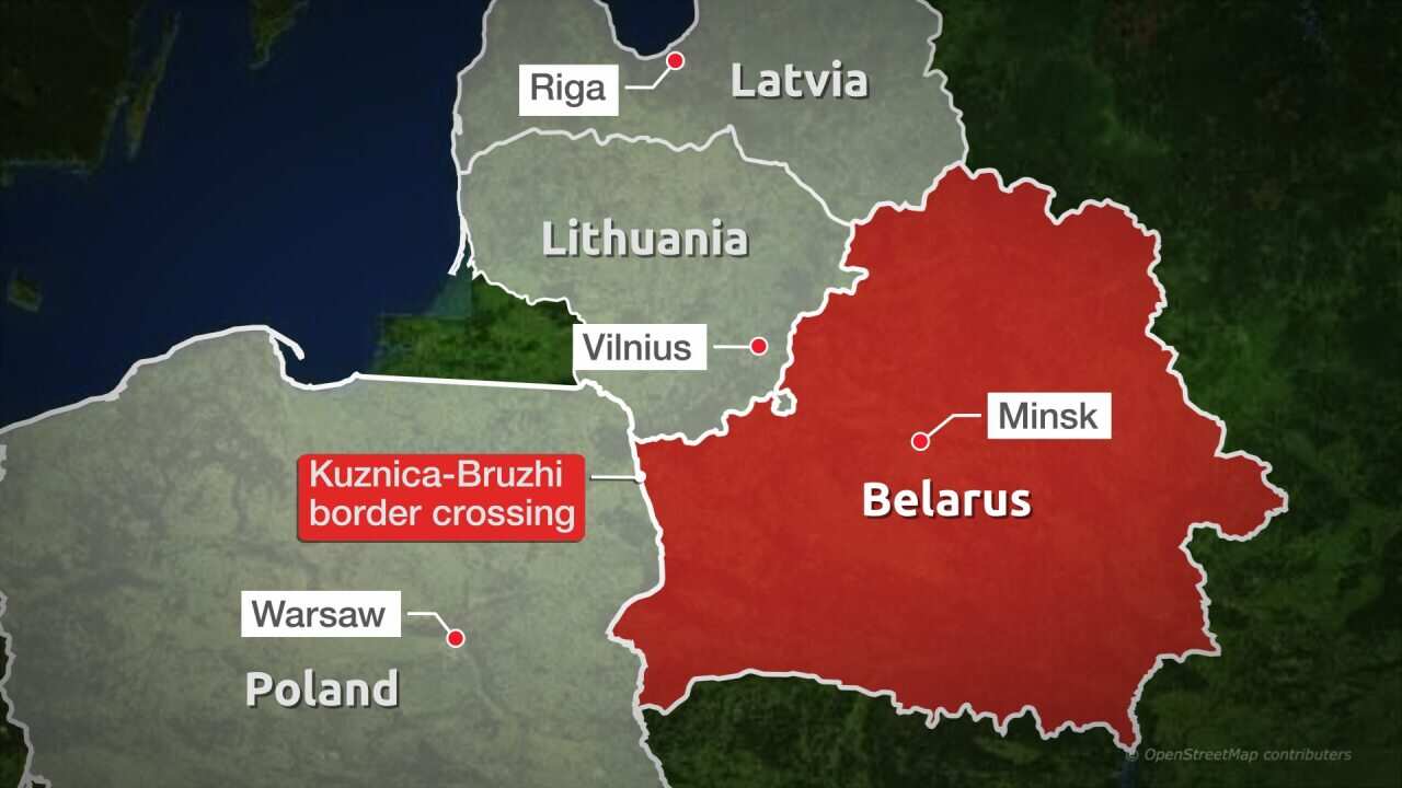 A map of Belarus and surrounding countries.