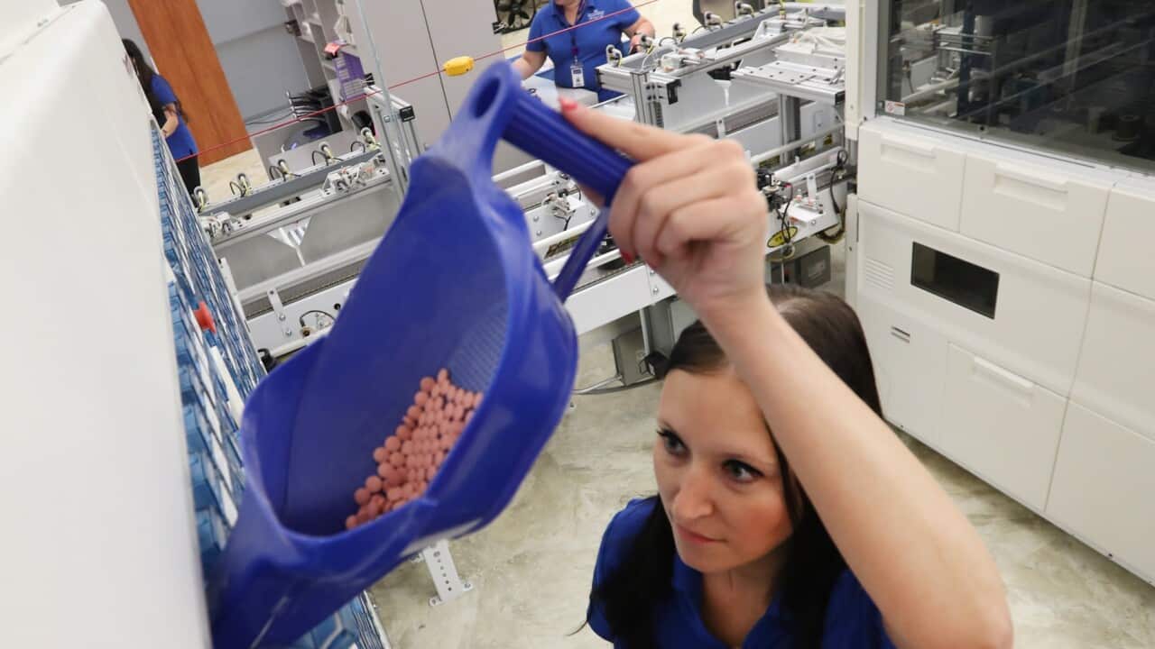 A pharmacy technician fills a dispensing machine with Montelukast (Getty)
